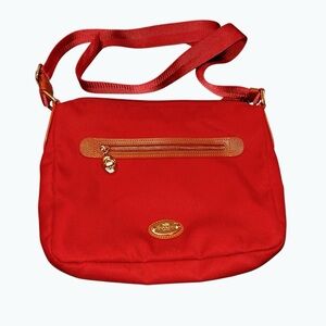 Coach Legacy Red Nylon Crossbody Bag purse Leather Gold Hardware y2k vintage
